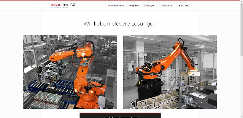 Screenshot: Desktopansicht der Titelseite von moveline.ch